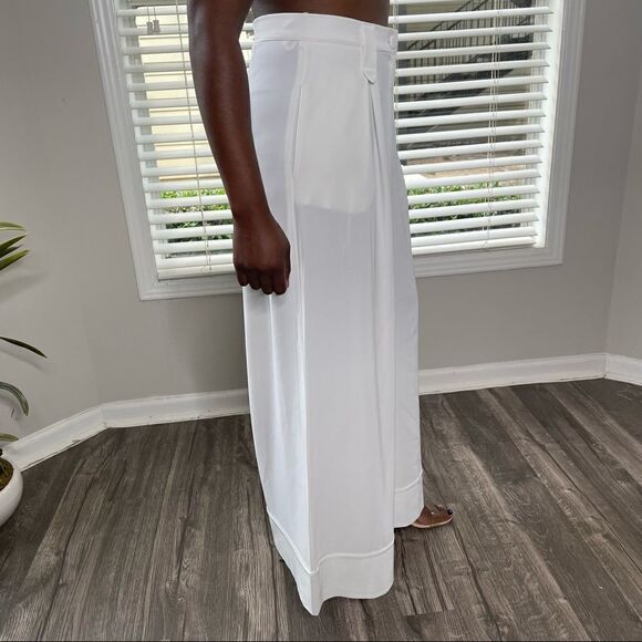 Revolve Babylon Collection Wide Leg Cuffed Trouser Pants in White Cream - Picture 5 of 11